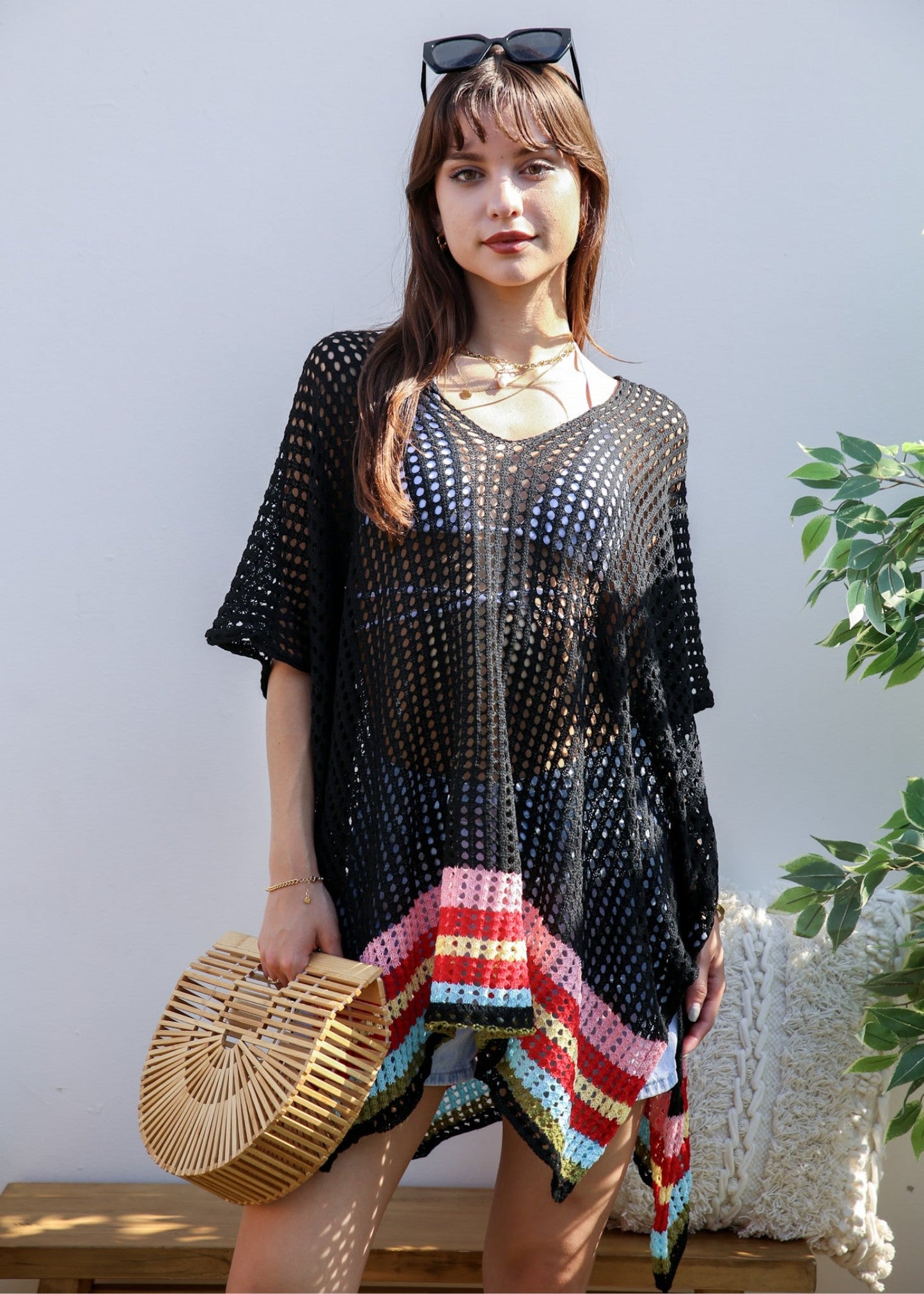 Rainbow Striped Hem Cover-Up