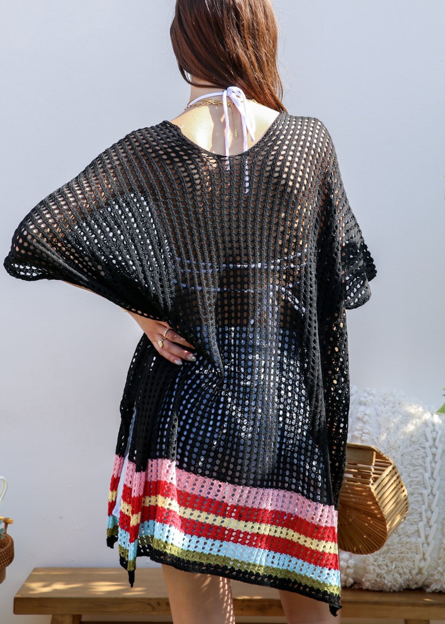 Rainbow Striped Hem Cover-Up