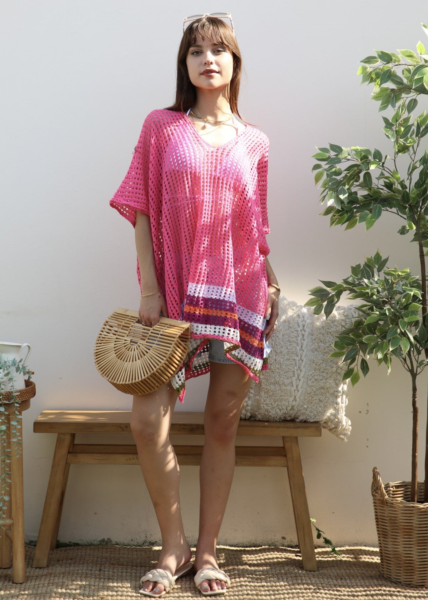 Rainbow Striped Hem Cover-Up