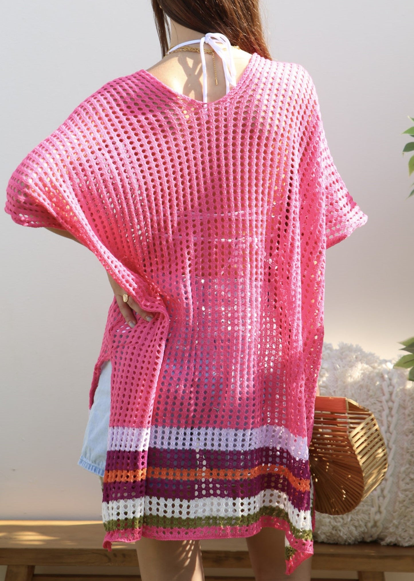 Rainbow Striped Hem Cover-Up