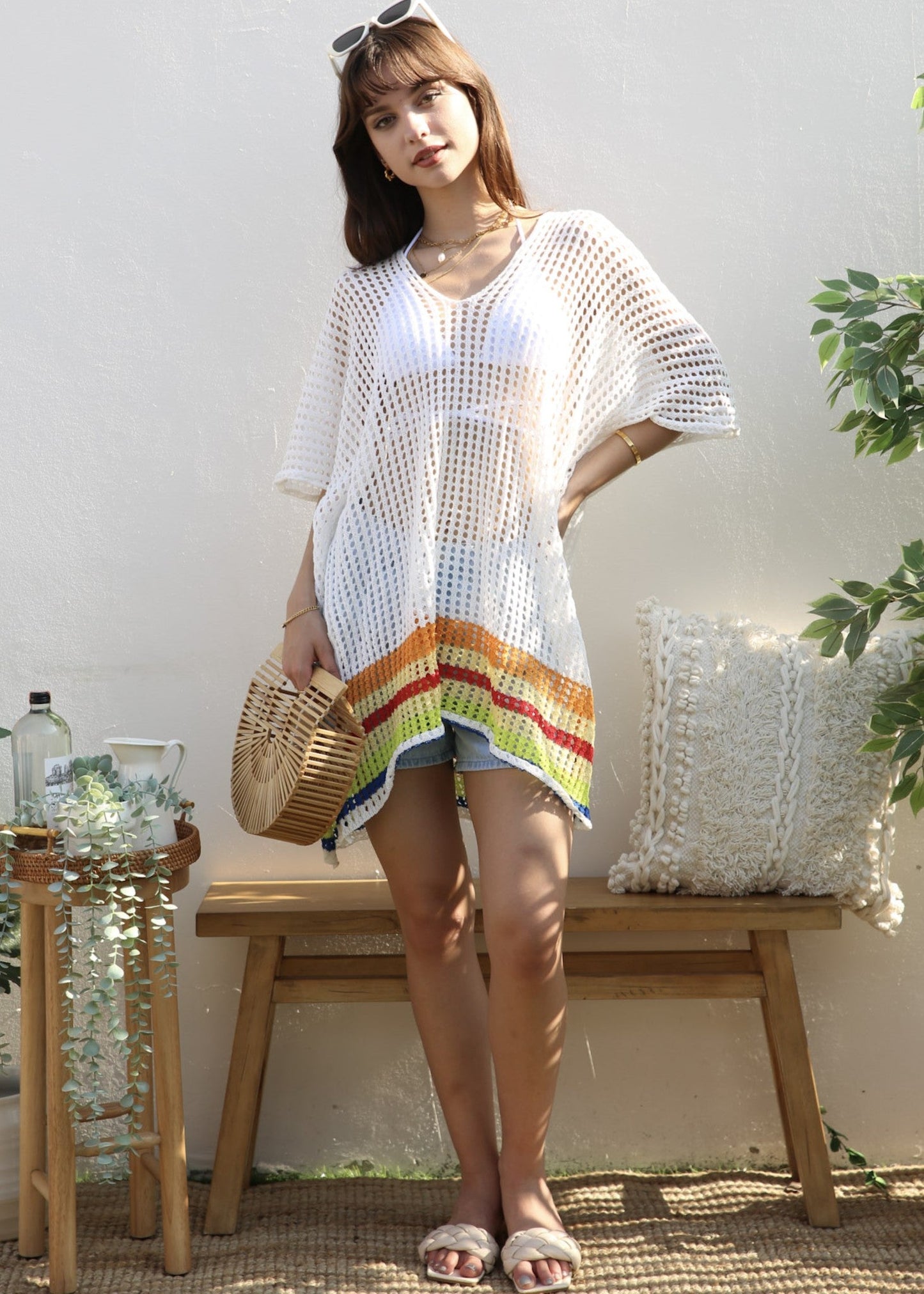 Rainbow Striped Hem Cover-Up