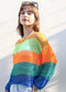 Multicolor Striped Crochet Sweater