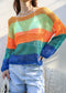 Multicolor Striped Crochet Sweater