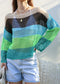 Multicolor Striped Crochet Sweater