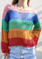 Multicolor Striped Crochet Sweater