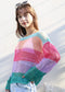 Multicolor Striped Crochet Sweater
