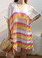 Multicolor Striped Asymmetrical Hem Cover-Up