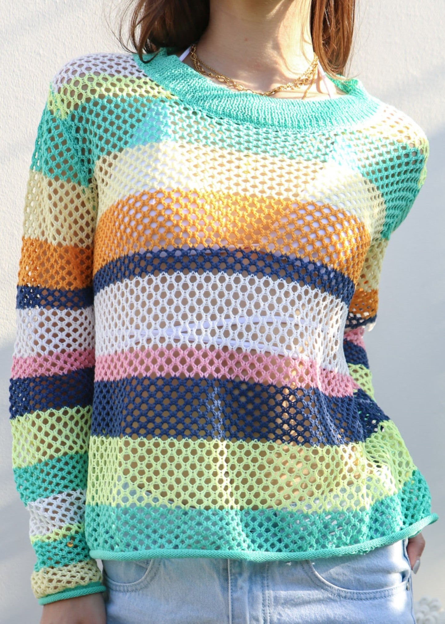 Cropped Multicolor Striped Cover-Up