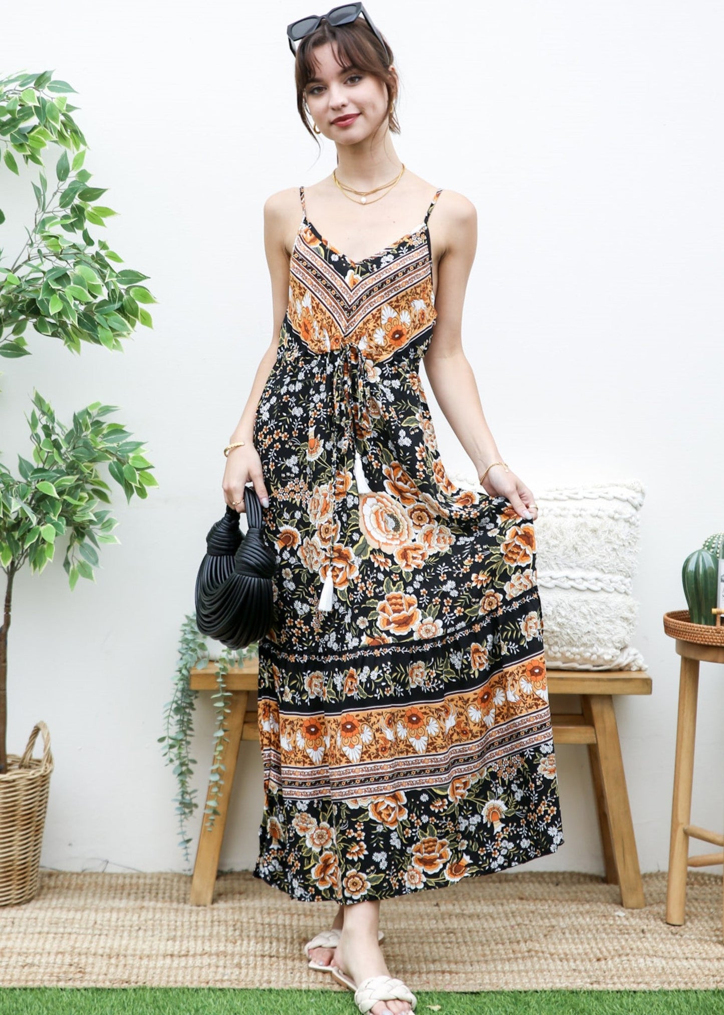 Tassel Tie Bohemian Maxi Dress