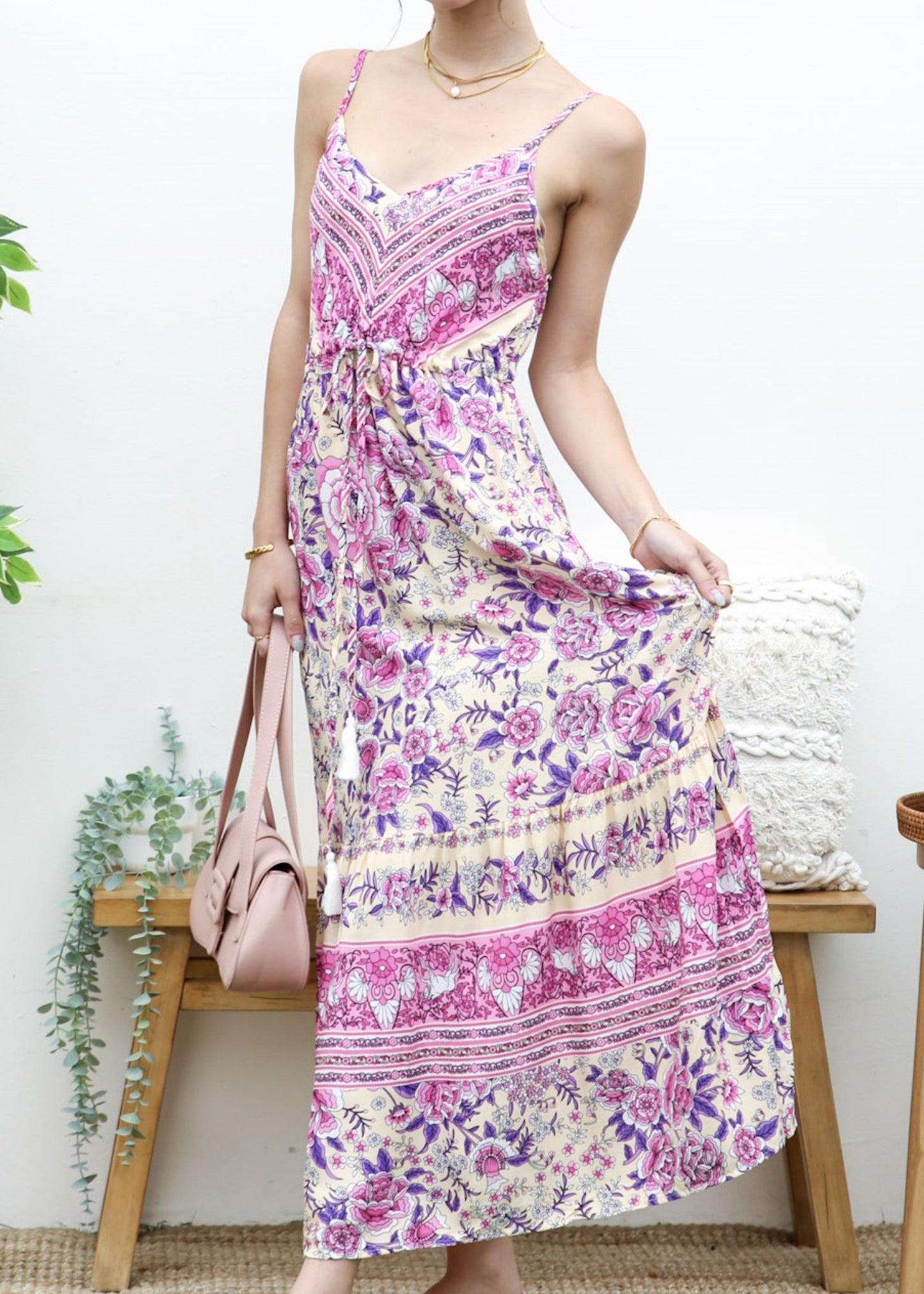 Tassel Tie Bohemian Maxi Dress