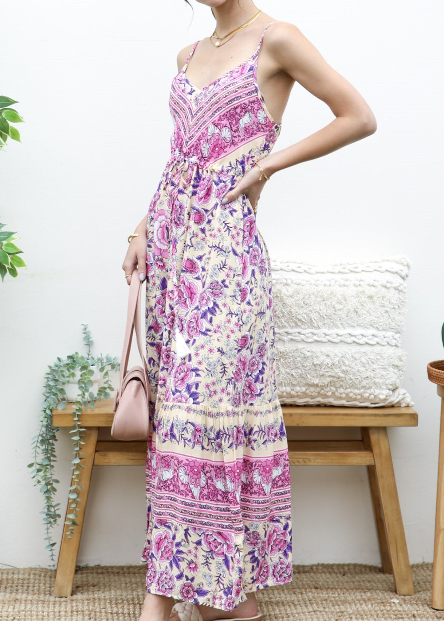 Tassel Tie Bohemian Maxi Dress