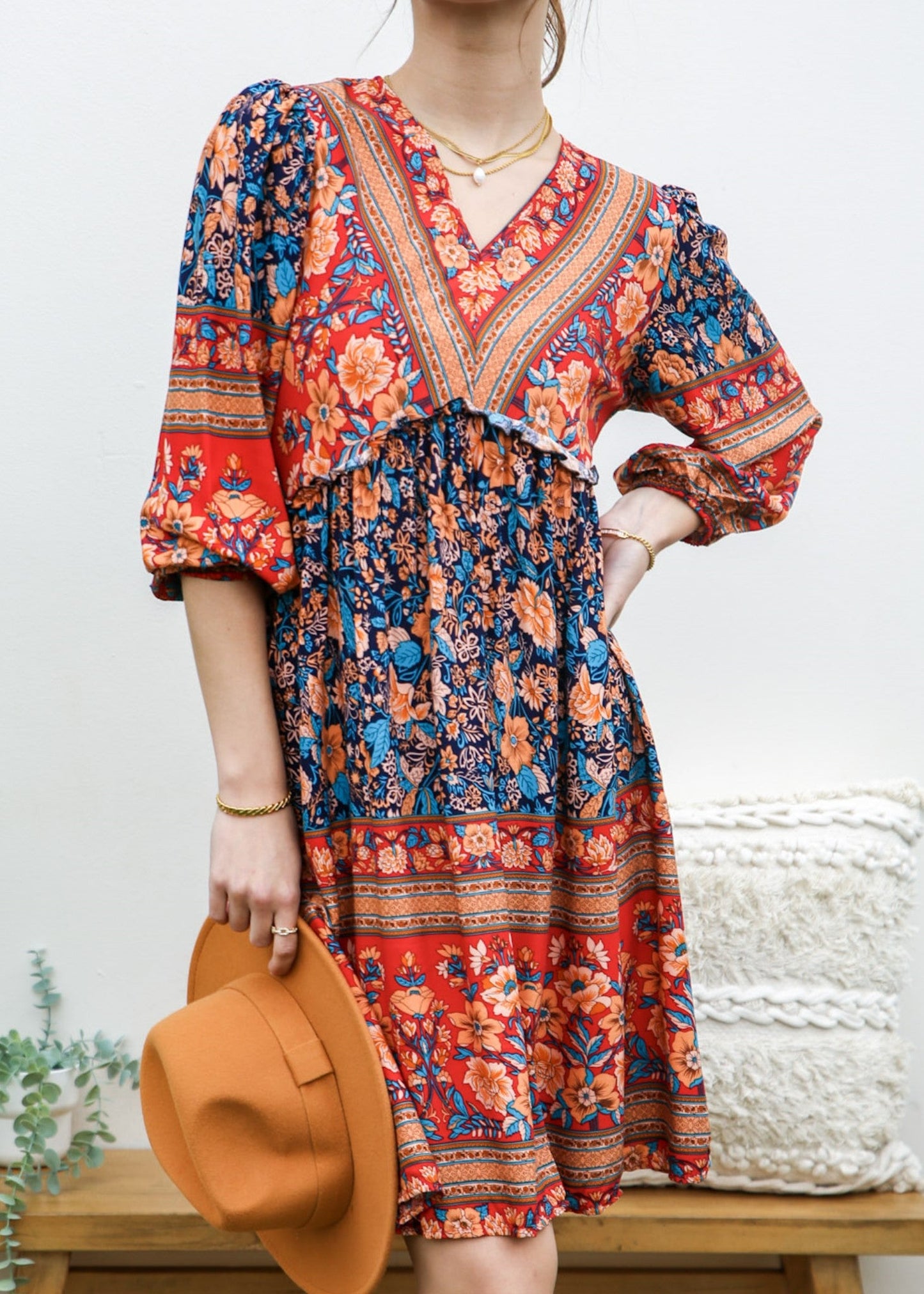 Elbow Sleeve Boho Dress