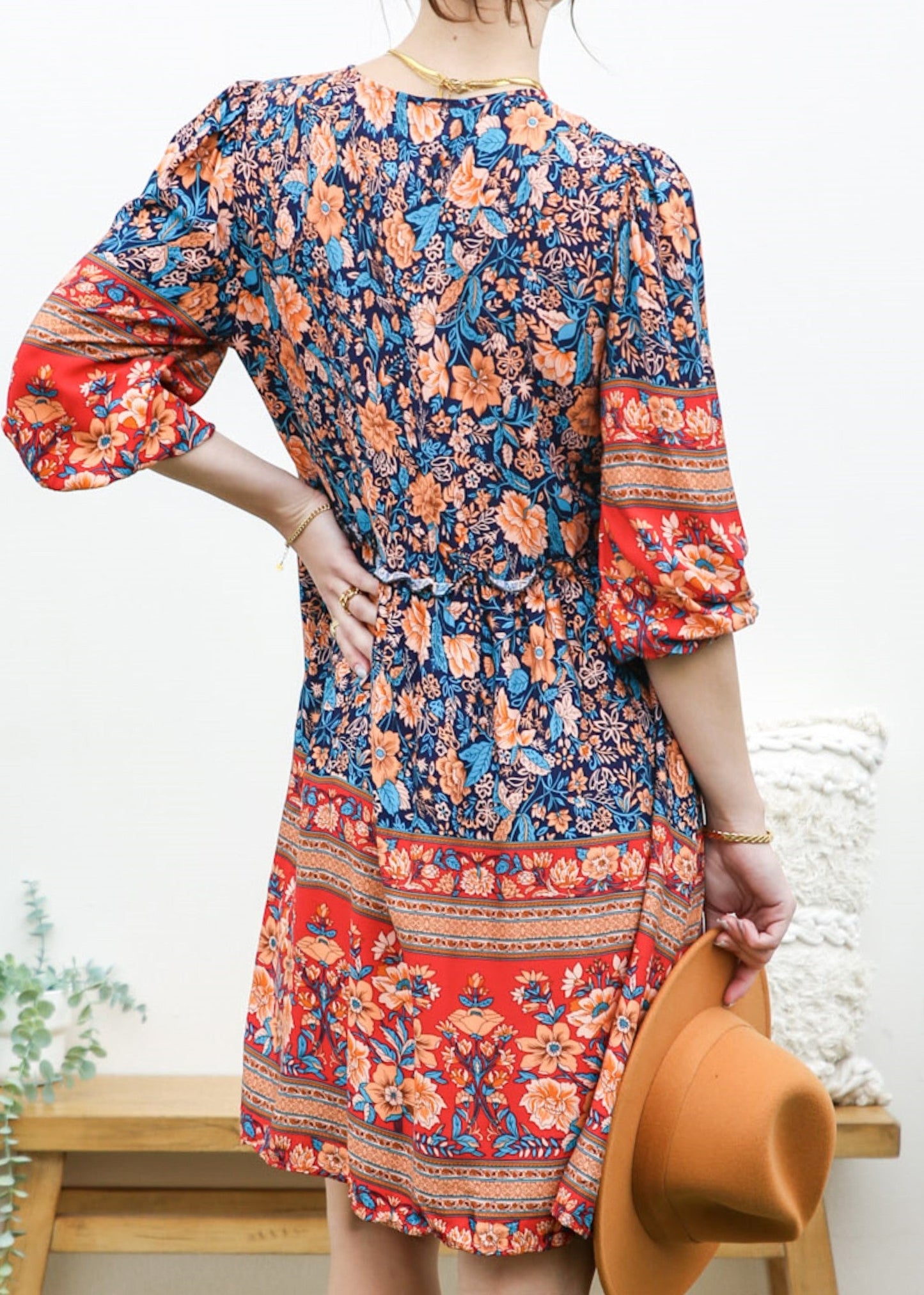 Elbow Sleeve Boho Dress