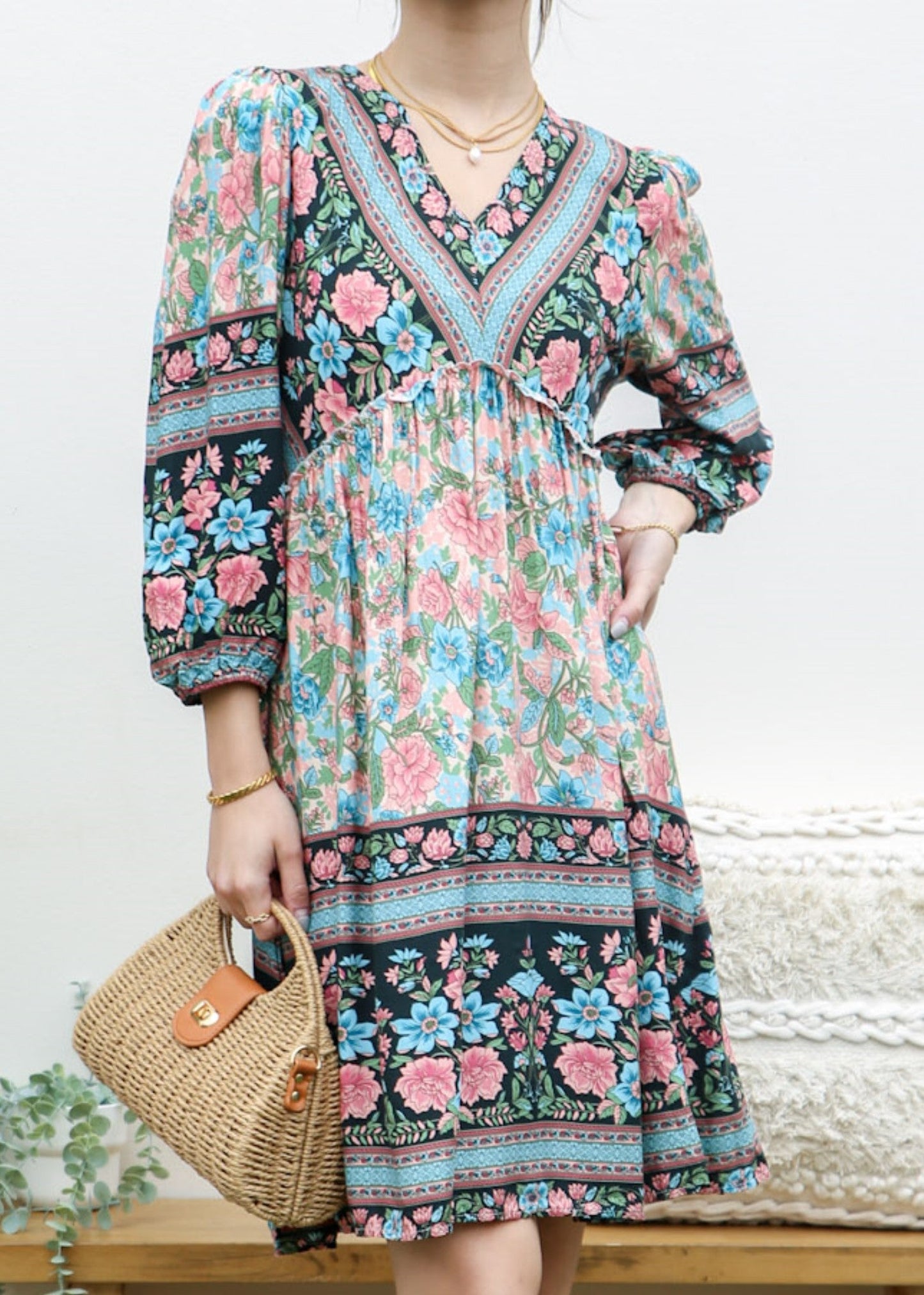 Elbow Sleeve Boho Dress