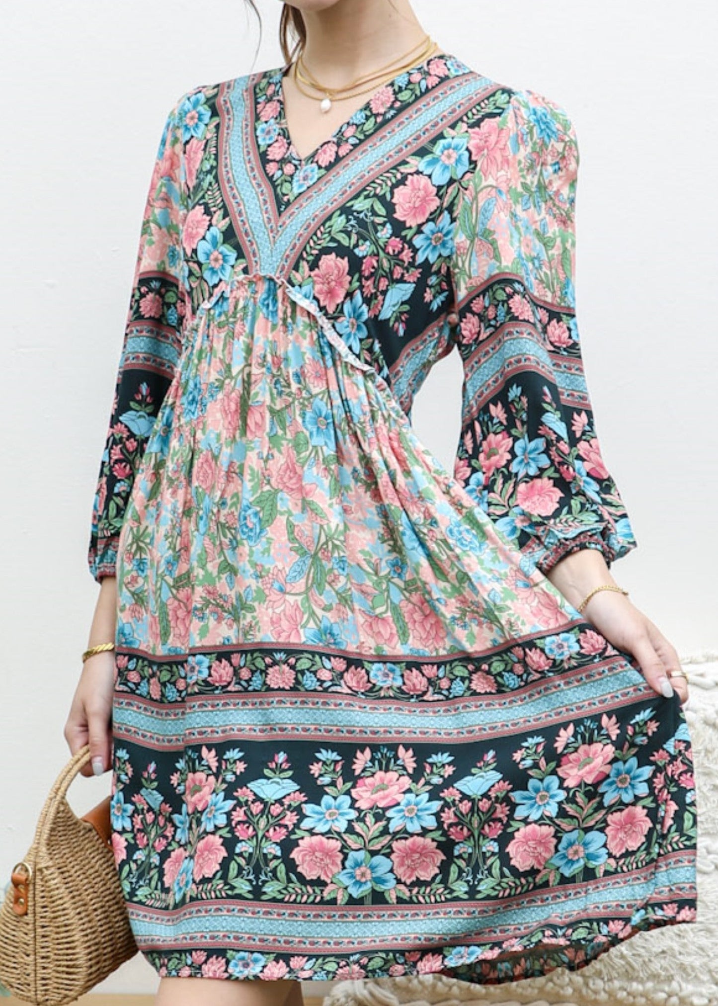 Elbow Sleeve Boho Dress