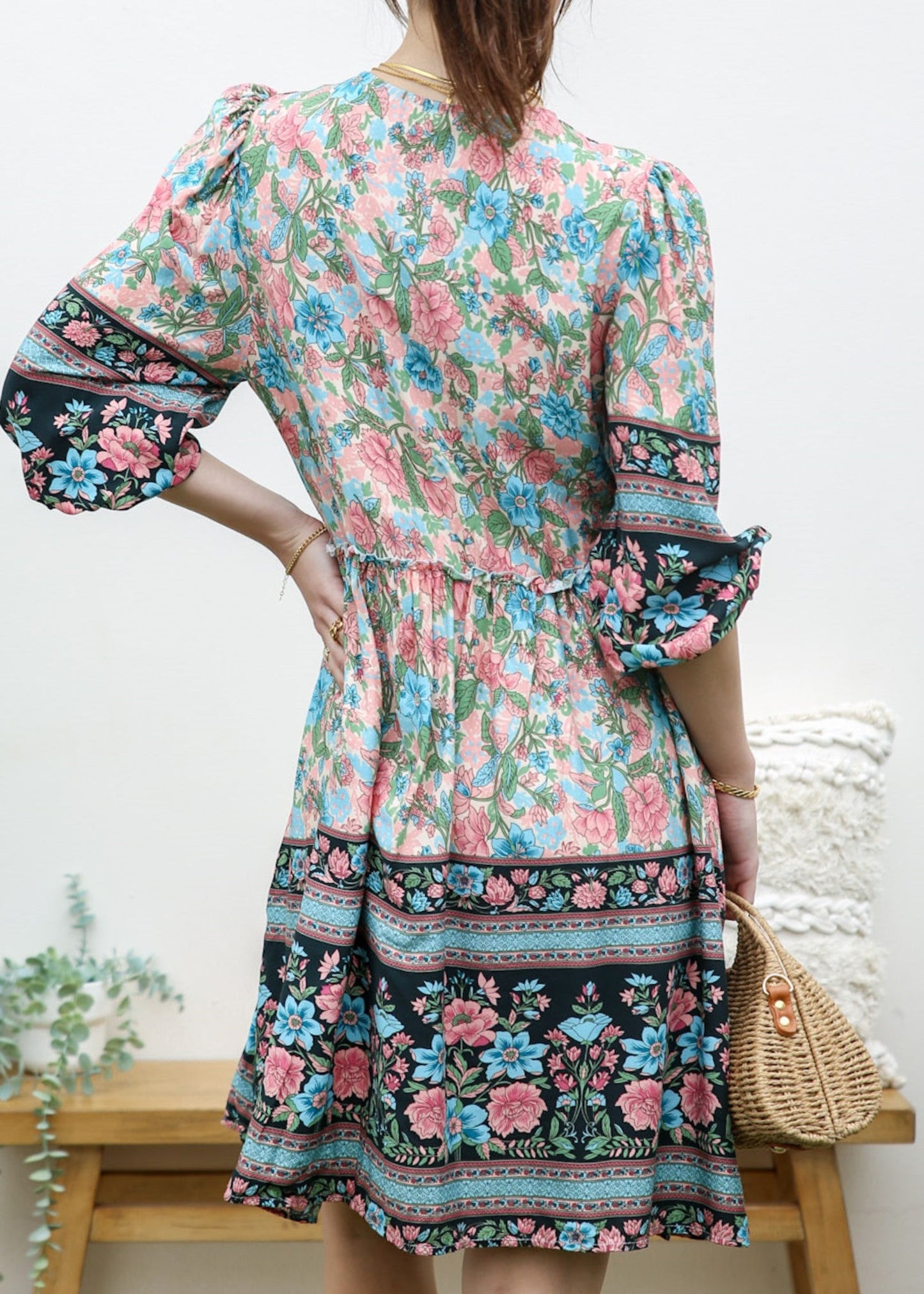 Elbow Sleeve Boho Dress