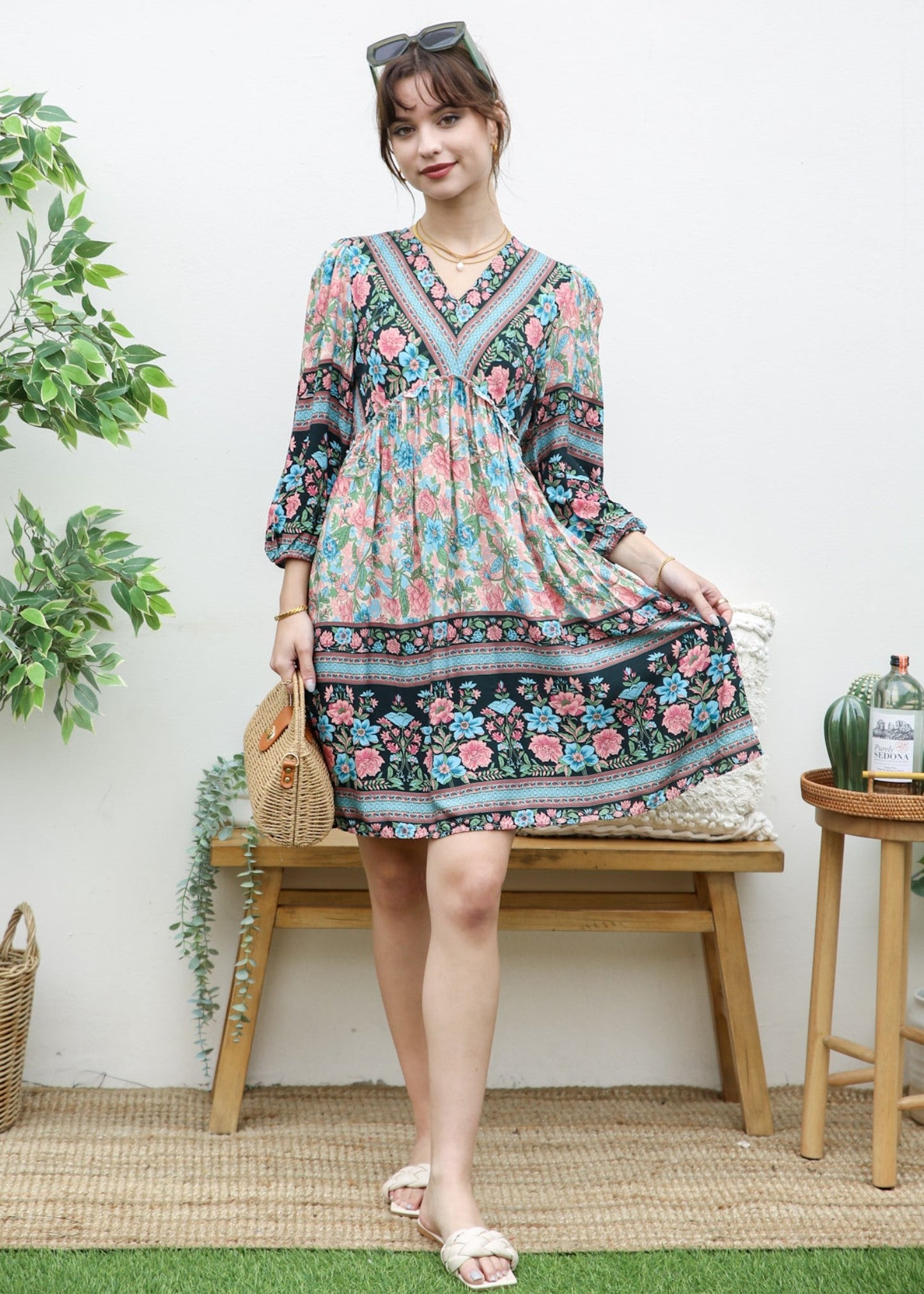 Elbow Sleeve Boho Dress