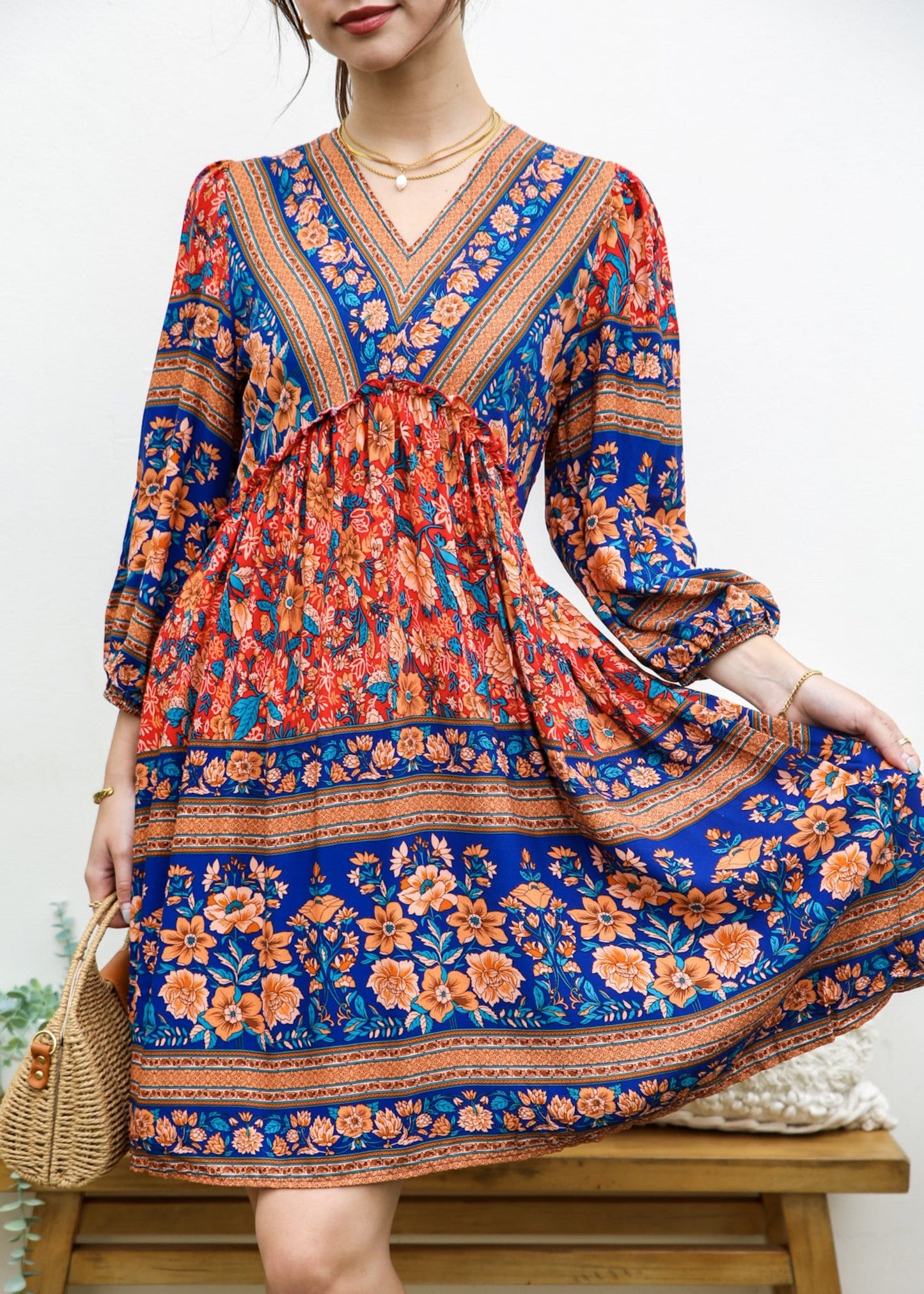 Elbow Sleeve Boho Dress