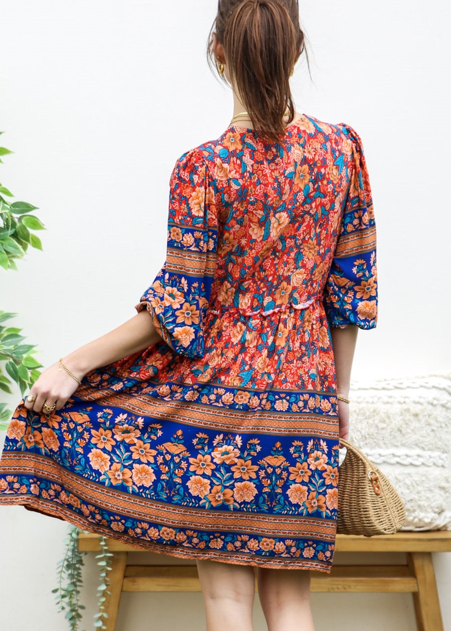 Elbow Sleeve Boho Dress