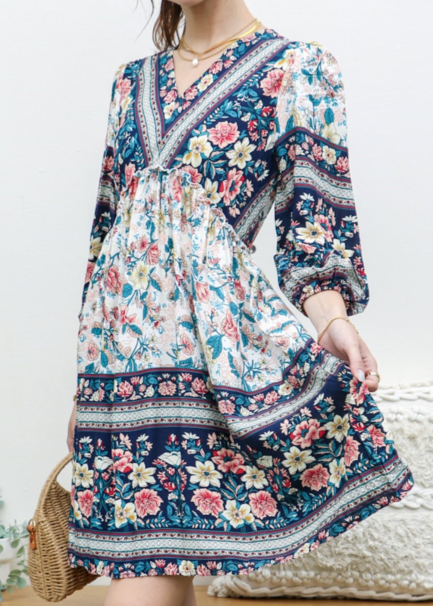 Elbow Sleeve Boho Dress