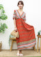 Surplice Neck Bohemian Maxi Dress