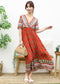 Surplice Neck Bohemian Maxi Dress