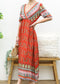 Surplice Neck Bohemian Maxi Dress