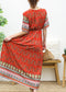 Surplice Neck Bohemian Maxi Dress