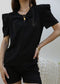 Ruched Detail Keyhole Front Blouse