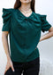 Ruched Detail Keyhole Front Blouse