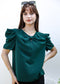 Ruched Detail Keyhole Front Blouse