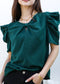 Ruched Detail Keyhole Front Blouse