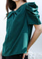 Ruched Detail Keyhole Front Blouse