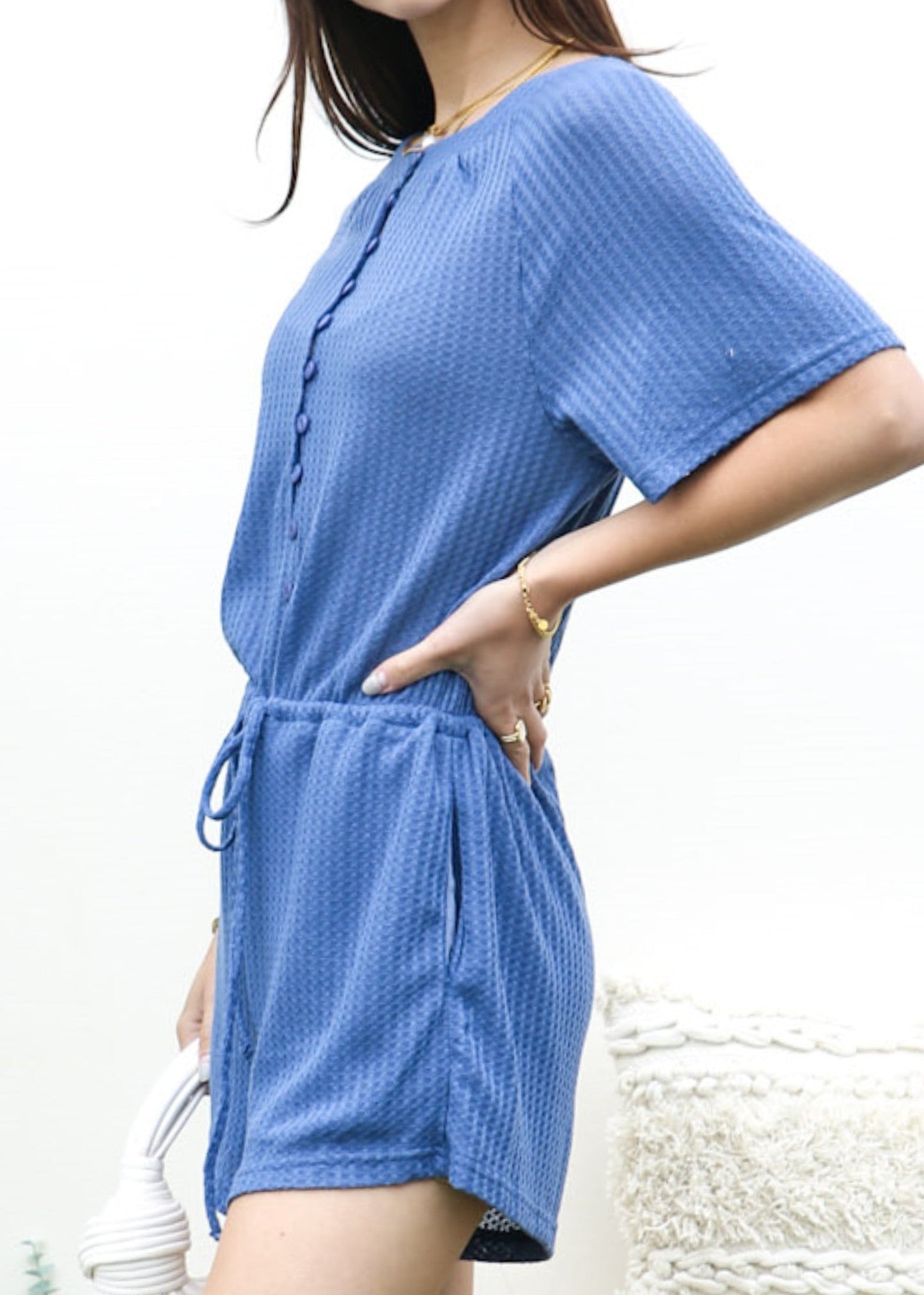 Textured Button Detail Romper