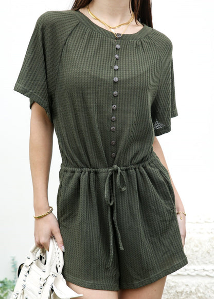 Textured Button Detail Romper