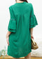 Pleated V Neck Straight Dress