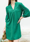 Pleated V Neck Straight Dress