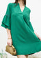 Pleated V Neck Straight Dress