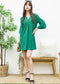 Pleated V Neck Straight Dress