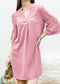Pleated V Neck Straight Dress