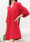 Pleated V Neck Straight Dress