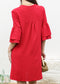 Pleated V Neck Straight Dress