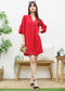 Pleated V Neck Straight Dress