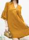 Pleated V Neck Straight Dress
