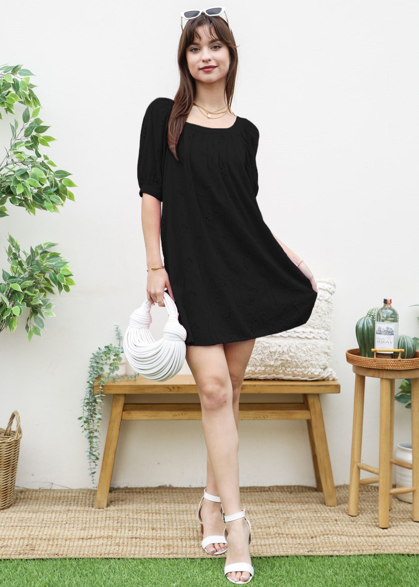 Square Neck Eyelet Dress