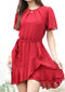 Pleated Neck Overlap Hem Dress