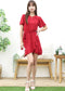 Pleated Neck Overlap Hem Dress