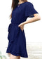 Pleated Neck Overlap Hem Dress