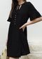 V Neck Button Front Shift Dress