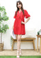 V Neck Button Front Shift Dress